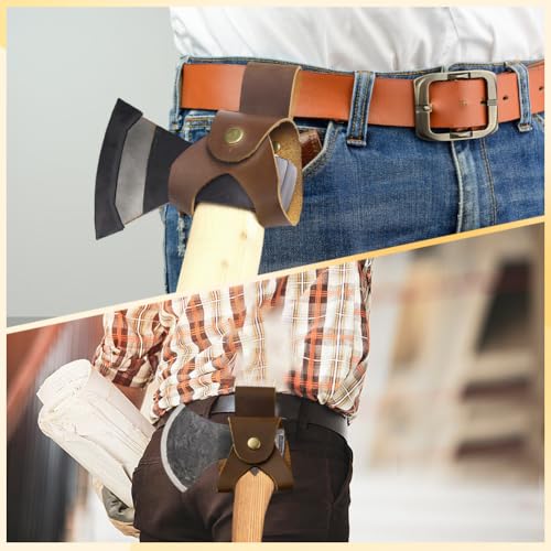 Miniatura 7 de Calfovera Funda De Cuero De Vaca Para Hacha Con Trabillas Para Cinturón, Funda De Hacha Auténtica, Funda Protectora Para Cabeza De Hacha, Funda Para Herramientas, Accesorios Para Acampar, Marrón