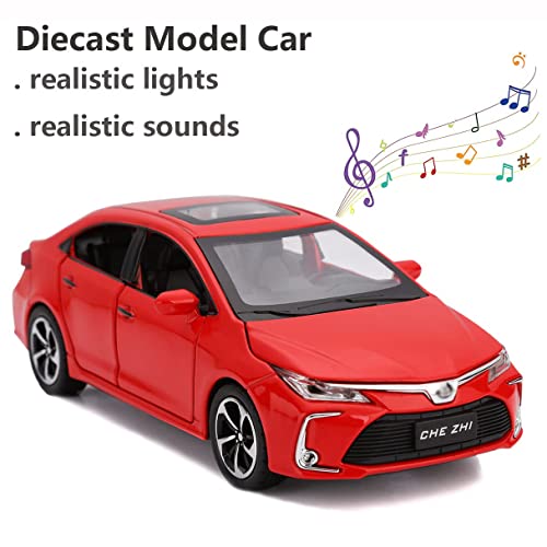 Image of New 1:32 Diecast Alloy Metal Corolla Toy Car Pull Back with Openable Door Music Sound and Light Vehicle Toy Car for Kids Boys