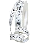 Morex Ribbon Newlyweds Ribbon, Grosgrain Polyester, 5/8 inch by 25 Yards, Mr & Mrs, Item 8640.16/...