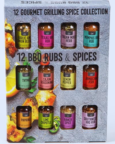 12x Rubs Spices for Cooking | BBQ Gifts for Men| Herbs Spices & Seasonings | Christmas Gifts for Men Women | Cooking Gifts Presents| Spice Gift Set | Chef Gifts | Foodie Gifts|House Warming New Home