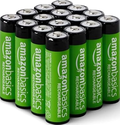 Amazon Basics 16-Pack Rechargeable AA NiMH Batteries, 2000 mAh, 1.2V, Low Self Discharge, Pre-Charged, Recharge up to 1000x Times