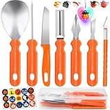 Pumpkin Carving Kit,Halloween Decorations Stainless Steel Pumpkin Carving Tools,Pumpkin Carving Kit for Kids Adults,Carver Tool Knife with Kid Rings Light Up Necklace,Family DIY Carving Pumpkins Gift