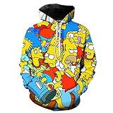 Hitchlike The Simpsons コットン アニメ ザ・シンプソンズ 衣装 日常服 スチューム コスプレ プリント 3D プルオーバー ジャケット 秋冬服 長袖 男女兼用 春秋用(S)