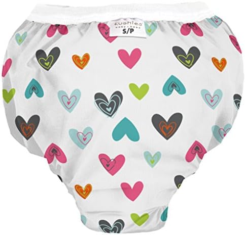 Kushies Waterproof Training Pant, Medium, 29-33 lb, White Doodle Hearts