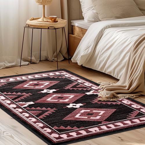 Tapete decorativo para entrada 2x3 negro-rojo antideslizante miniatura 6