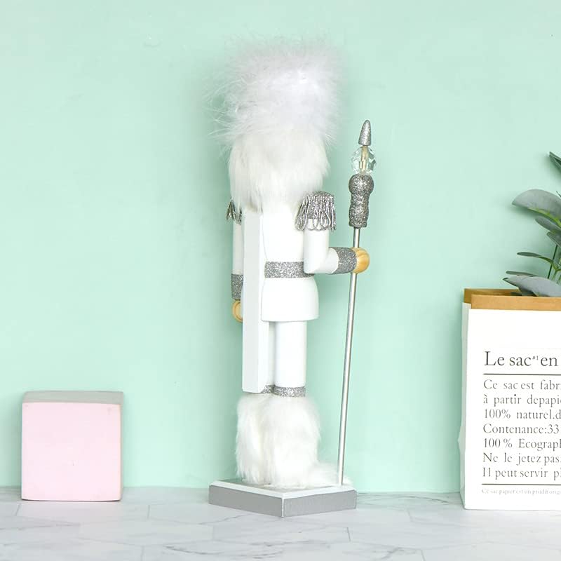 Miniatura 6 de Figura decorativa de cascanueces de Navidad hecha a mano blanca tradicional de madera coleccionable, decoración de mesa de Navidad, regalos de 14