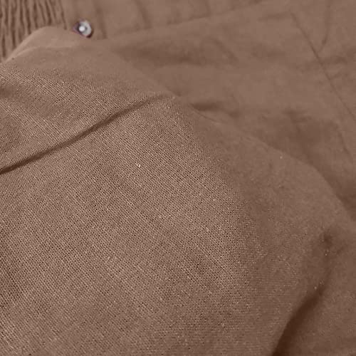 YOLAI Women's Casual Long Palazzo Pants Elastic High Waist Wide Leg Trousers Cotton Linen Loose Pants (D, M)4