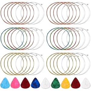 6 Sets Akustikgitarren Saiten mit Plektren