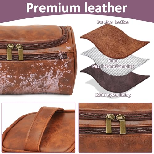 Personalized Toiletry Bag for Men, Engraved Name & Text, Custom Leather Travel Toiletry Kit, Gifts for Dad, Christmas, Birthday, Wedding, Anniversary, Husband, Grandpa, Lover3