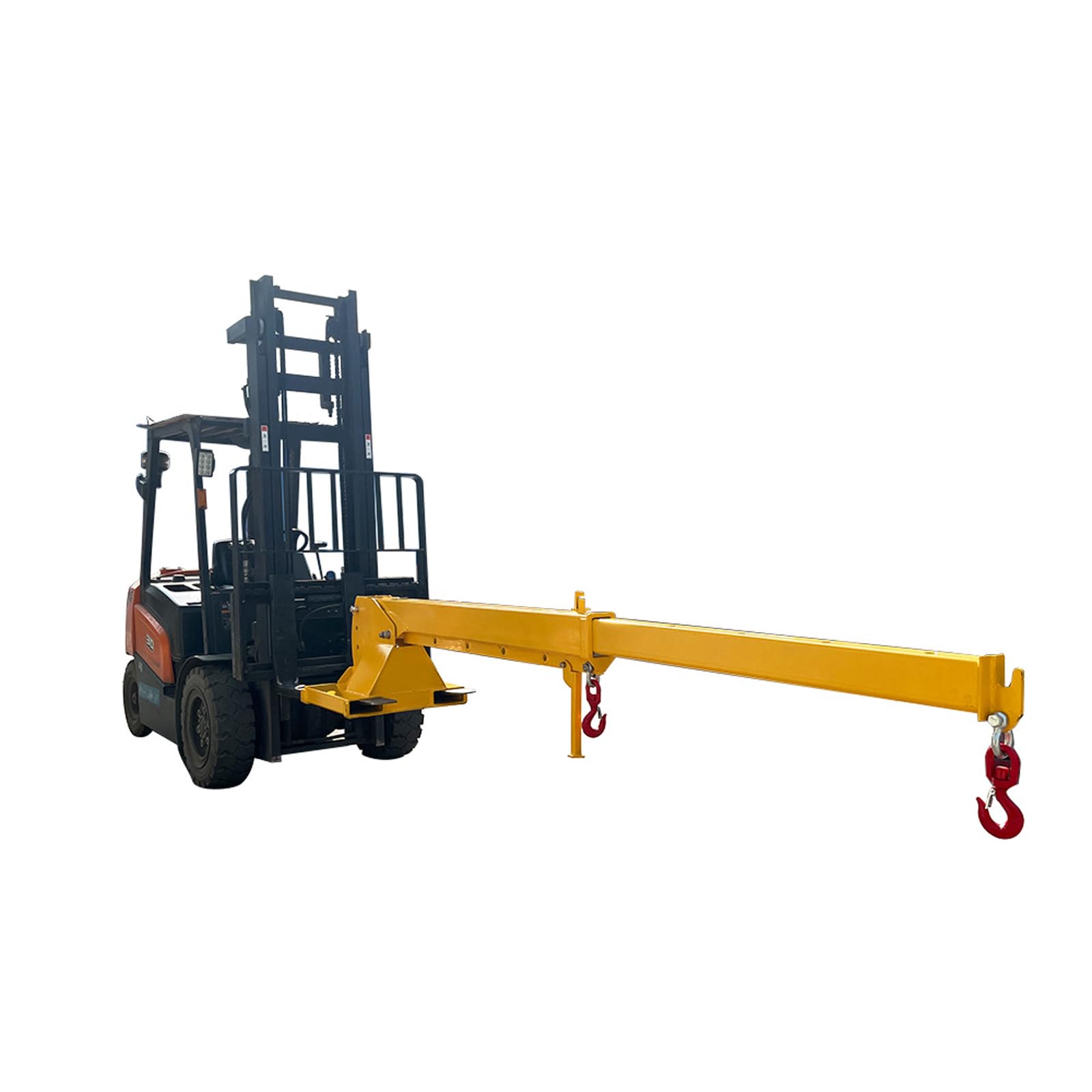 PreAsion 6600LB Capacity Forklift Jib Boom Crane, Adjustable Boom Length 7-12ft Manual Telescoping, Mobile Crane Lifting Hoist with Two Swivel Hooks, Lifting Angle 0-75°, Compatible with Pallet Forks