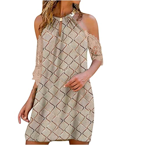 Sommerkleid Damen Knielang Geschenke für Frauen Schulterfrei Chiffon...
