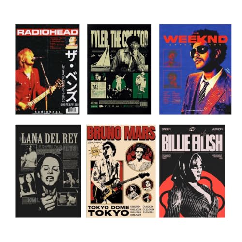 Image of ADIGRAFIX Aesthetic Pop Music Posters for Room and Hostel Decor - Set of 18 Unframed Wall Posters The Weeknd, Billie Eilish, Arctic Monkeys, Lana Del Rey 4 X 6 inches