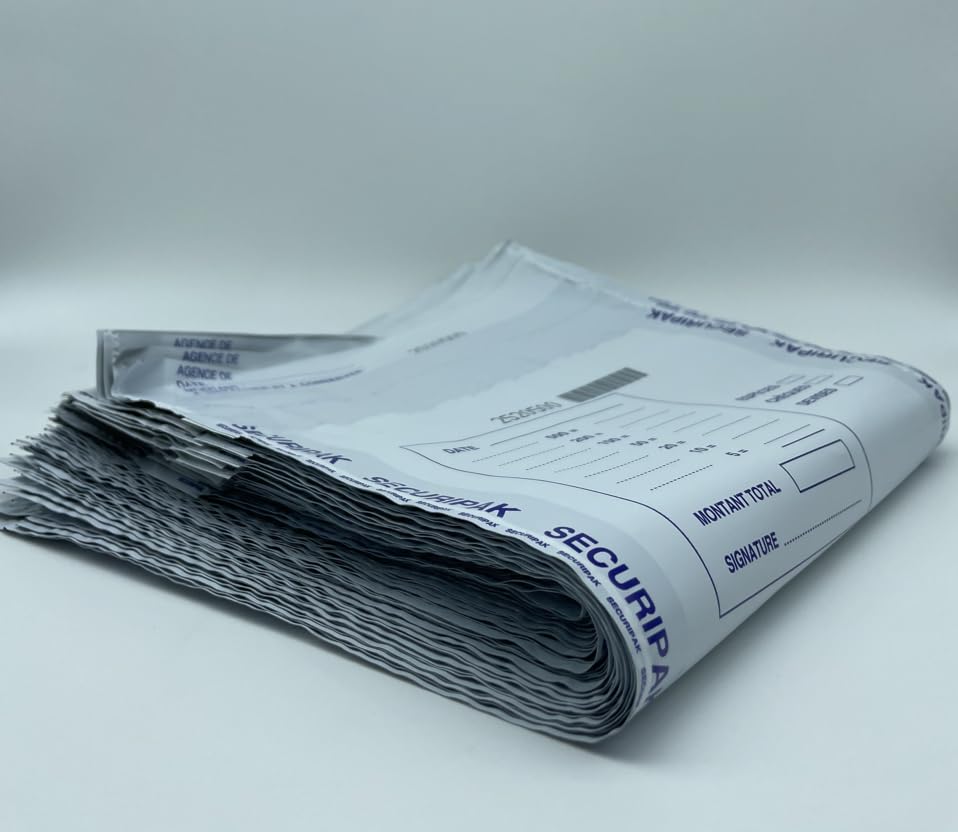 Buste Di Sicurezza Monetique Opache 100 Pezzi - 210x345mm Per Trasporto Banconote, Chiusura Autoadesiva