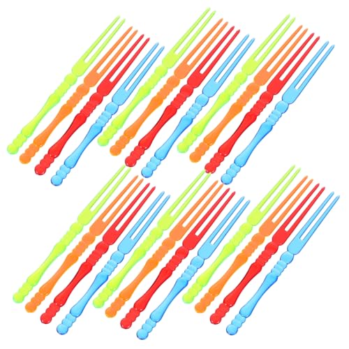 Abaodam 200個使い捨て二又フォーク 小型アペザー用フルーツデザートケーキ用試食用フォーク パーティーやケータリングに