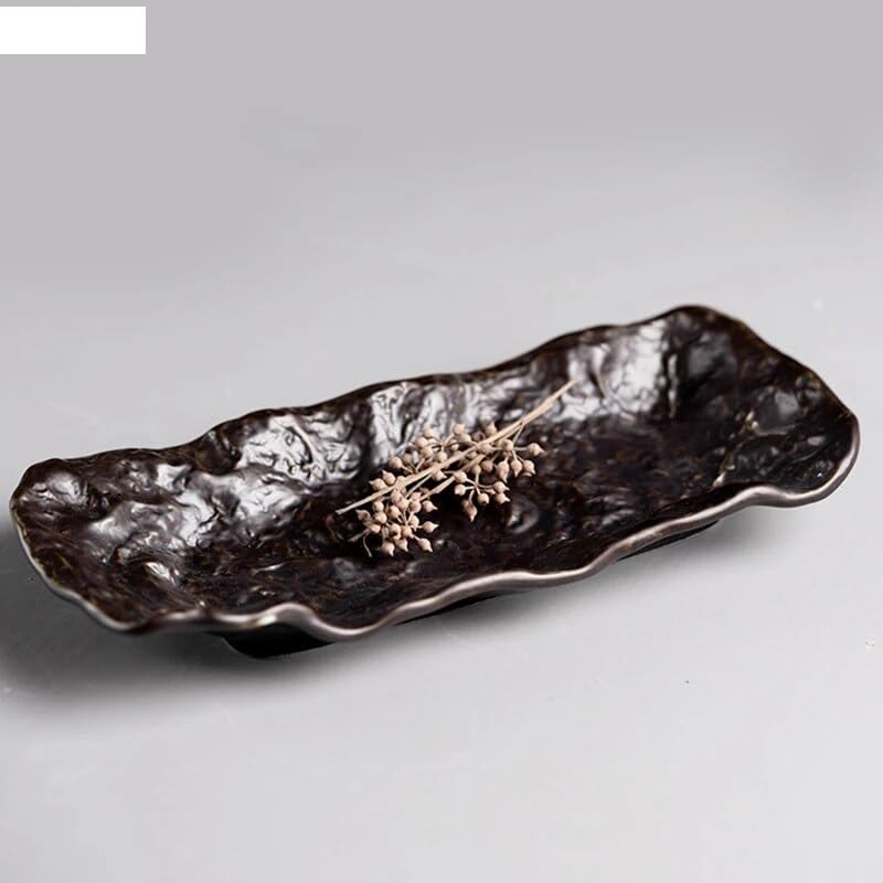 Talerze Nieregularny Kształt Ceramiczny Talerz Obiadowy Jednolity Kolor Zastawa Stołowa Przekąski Desery Taca Hotel Restauracja Naczynia Do Gotowania Makarony Stek Talerz，70cm Black