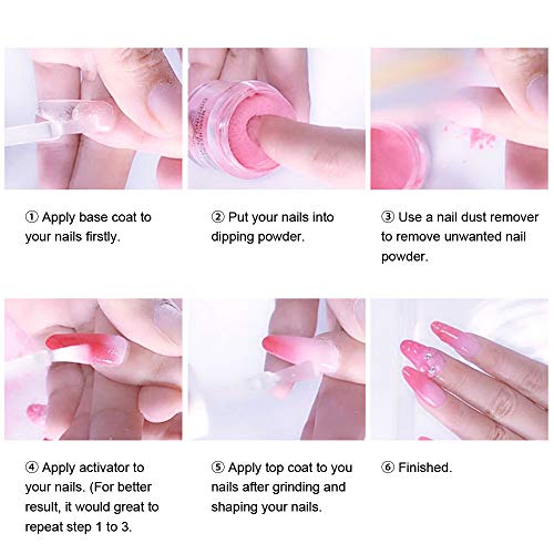 Dipping Nail Powder System Dip Pulver Nagel Starter Kit, Dipping Activator Liquid Dipping Top & Base Coat Set,No UV Lamp… – Bild 7