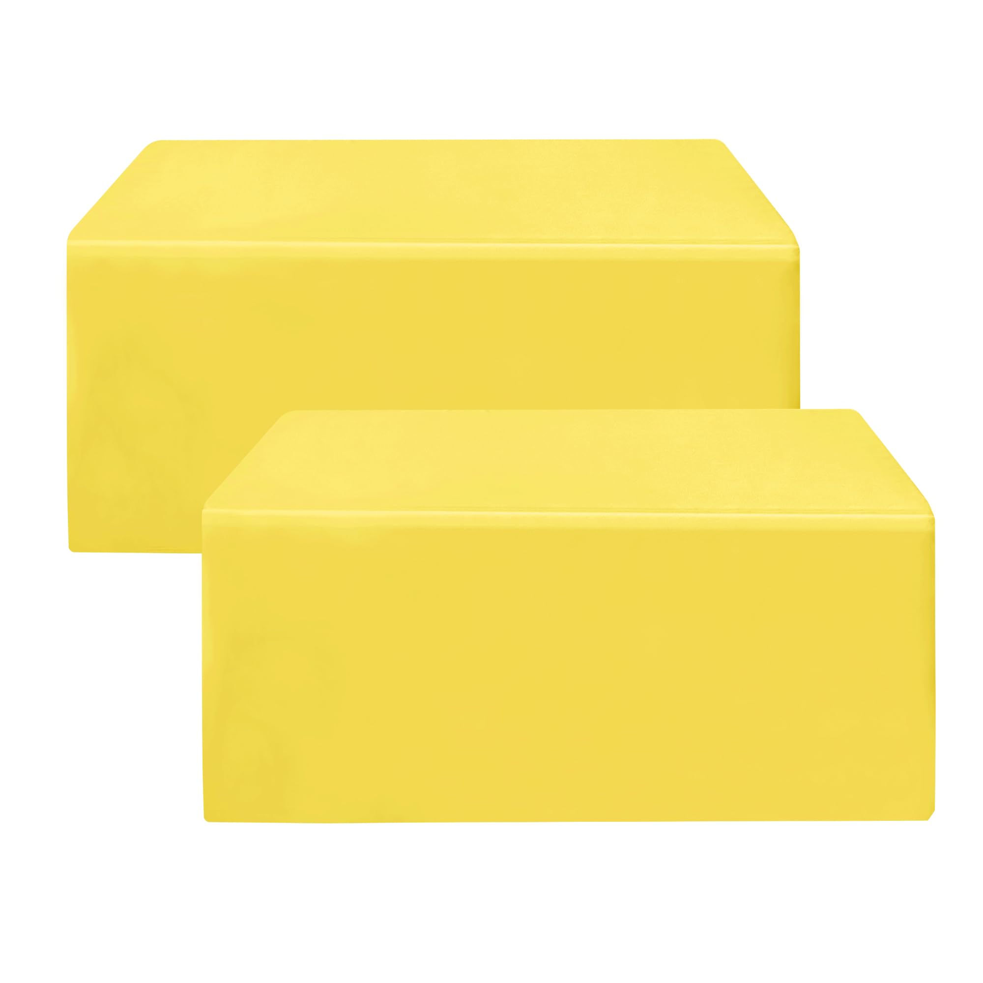 Yellow Fitted Table Covers for 6 Foot Tables - 72 x 30 Inch - 2 Pack Rectangle Table Clothes Polyester Fabric Table Cover for Folding Table, Parties, Birthday, Vendor Stand, Trade Show