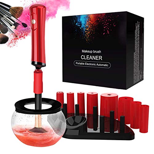 Electric Makeup Brush Cleaner Dryer,Electric Automatic Cosmetic Makeup Brushes Spinner Cleaner&Dryer,8 Rubber Professional Makeup Brush Cleaning Tool for Makeup Brush&Women Gifts