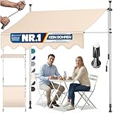 KESSER® Store banne avec manivelle pour Balcon | Store pour Balcon sans Trous à percer, résistant aux UV, réglable en Hauteur, Hydrofuge, protège du Soleil, Toit de terrasse (150cm, Beige)
