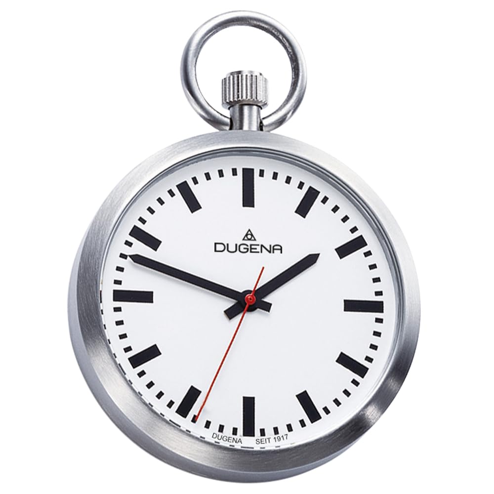 Dugena Herren-Taschenuhr 4288025-1 Lepine, Quarz, weißes Zifferblatt, Edelstahlgehäuse, Mineralglas, inklusive Kette
