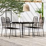  JUNZAI Ensemble de Salle à Manger de Jardin 5 pcs Noir Bz,Ensemble à Dîner d\'Extérieur,Mobilier de Salle à Manger de Patio,Salon de Jardin