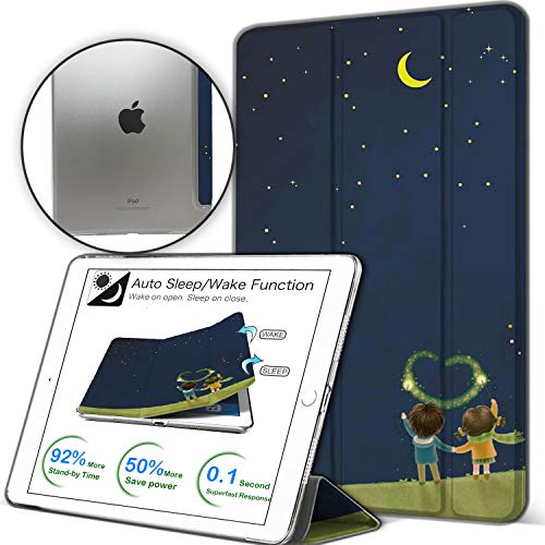Image of DuraSafe Cases for iPad 9.7 Inch 2014 Air 2 Gen [ Air 2nd ] A1566 A1567 MH2V2HN /A MH2W2HN /A MH2U2HN /A MGL12HN /A MH0W2HN /A Printed Slim Protective PC Dual Angle Stand Clear Flip Back Cover - Night Sky