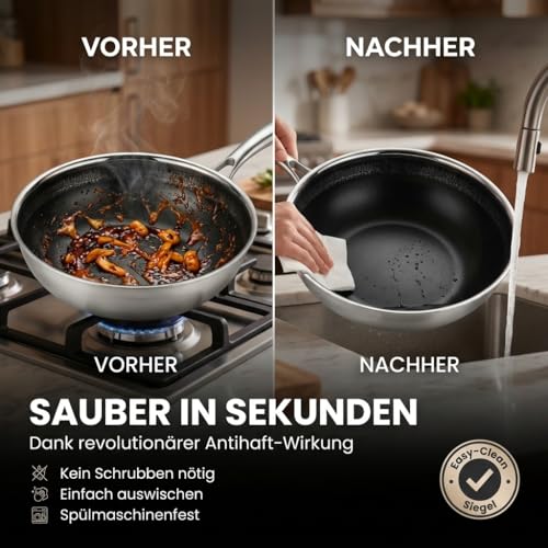 FIXLINE® BLACK FOREST Wokpfanne 28cm - Keramische Beschichtung - alle Herdarten inkl. Induktion - Backofengeeignet bis 230°C - Einfache Reinigung - Neuheit 2025 4