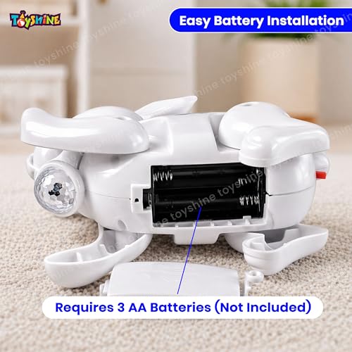 Image of Toyshine Battery Operated Cute Interactive Walking Rabbit with Light & Sound Cuddly Electronic Pet Educational Features Toy for Kids - White