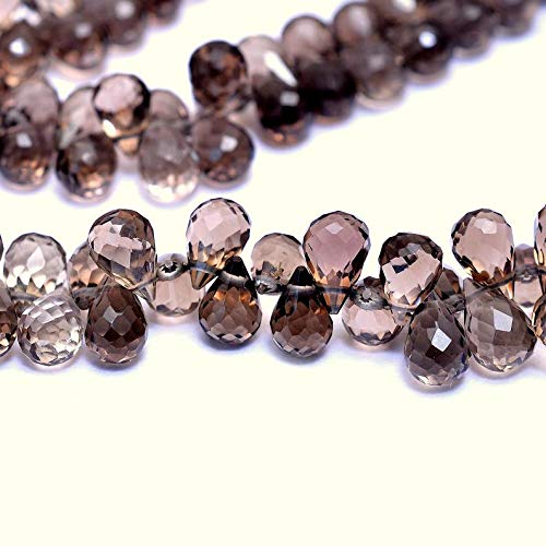 Quartz fumé en perles de briolette gouttes 6x4mm pour création bijoux