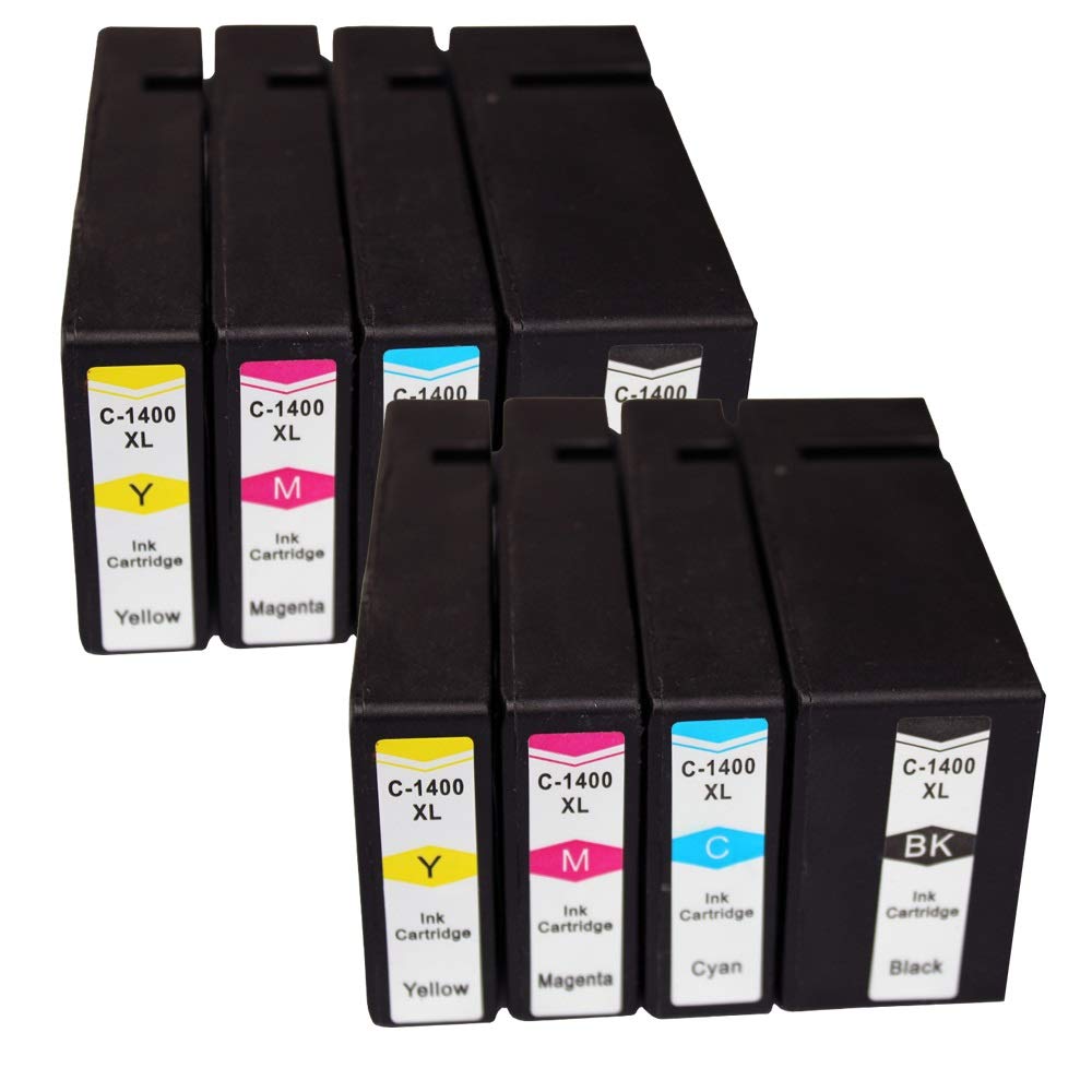 RLYBDLPrinter Ink Cartridge Compatible For Canon Maxify MB 2140 2740 2040 2340 Pgi1400 PGI-1400XL (Color : 8PCS 2BK 2C 2M 2Y)