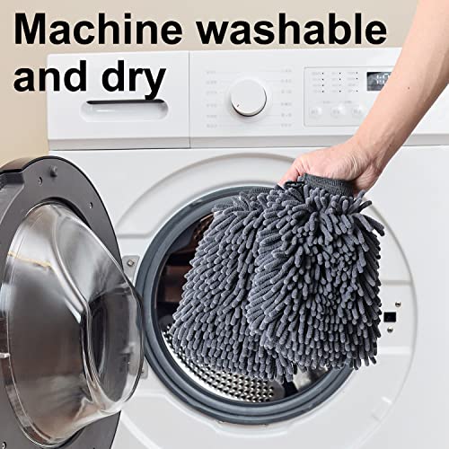 Doglemi Dog Shammy Towels Glove, Quick Drying Dogs Paw Towel, Chenille Microfiber Pet Dirty Dogs Grooming Mitt For Large Medium Small Pet, Super Absorbent, Machine Washable 2 Pack #TOP4