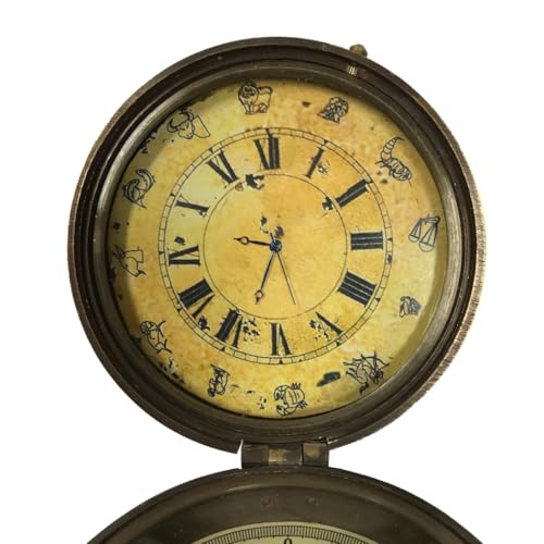 Brújula y reloj de latón antiguo 3 pulgadas miniatura 4