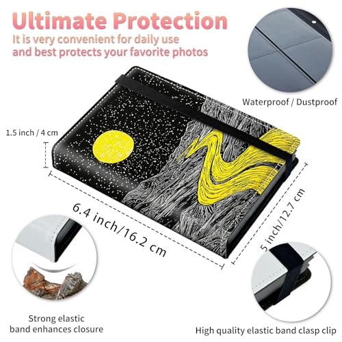 Image of Photo Album 4x6 120 Pockets Photos with Strong Elastic Band, Small Mini Albums Sheet Protector Folder for Photos, Album for Family Wedding Women Men Baby Vacation Gift, Moon Creek