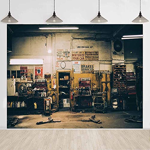 Car Repair Warehouse Backdrops 8x6FT Auto Automobile Mechanic Party