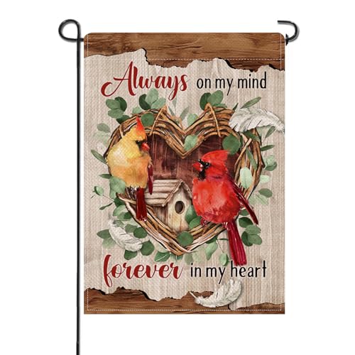 Artofy Memorial Cardinal Small Decorative Garden Flag, Red Birds Love