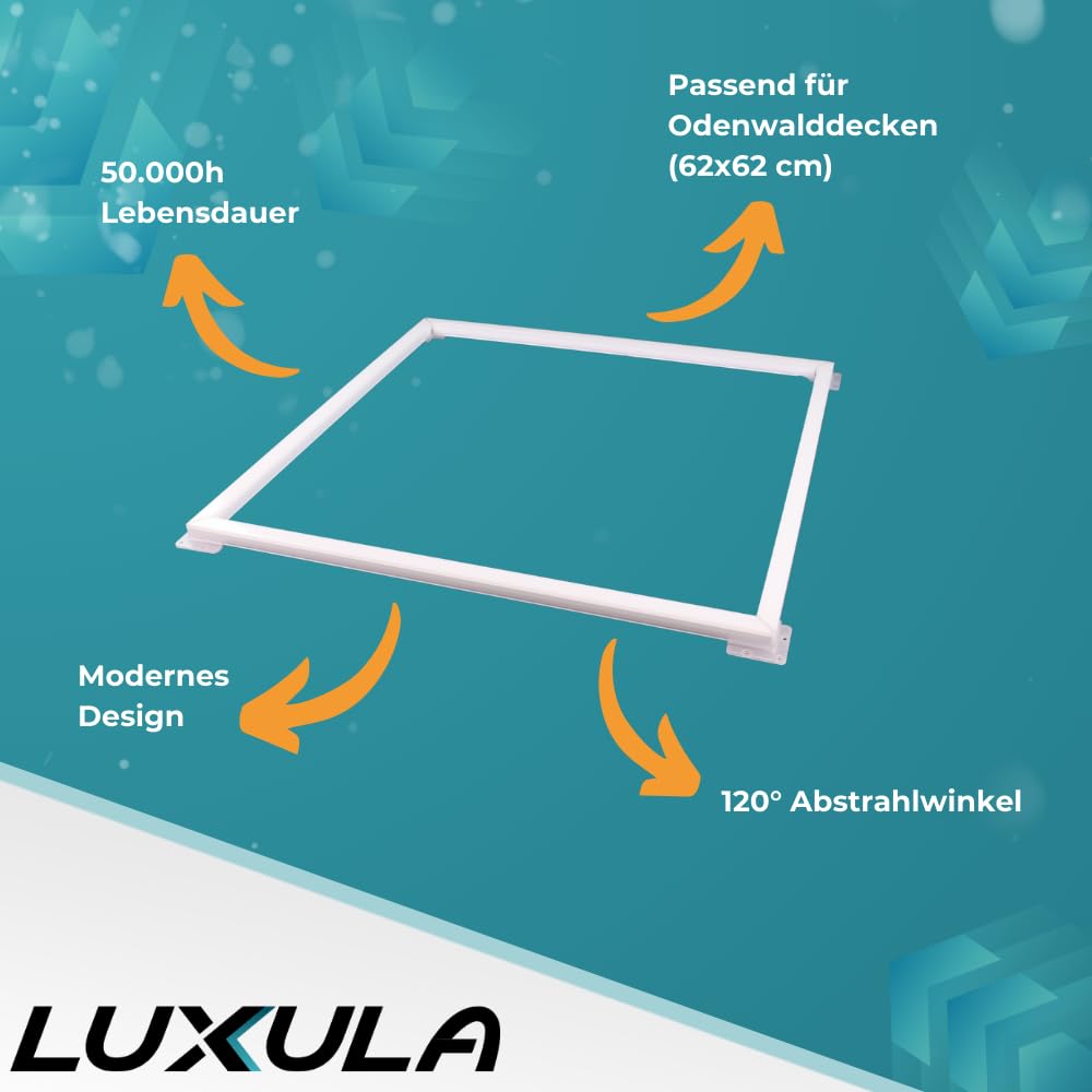 LUXULA 4er Pack beleuchteter LED Rahmen 62x62cm - steckbarer Leuchtrahmen - 40W 4000lm - 4000K Neutralweiß - inkl. 230V Netzteil - Lichtdesign - Alternative zu LED-Panel Rasterleuchte Einbaulampe