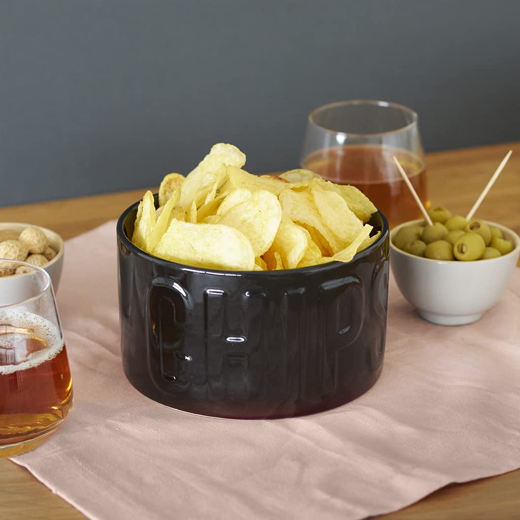Balvi Plateau apéritif Chips Couleur Le Noir Un Bol Original et élégant 1L Céramique 8,5x15x15 cm