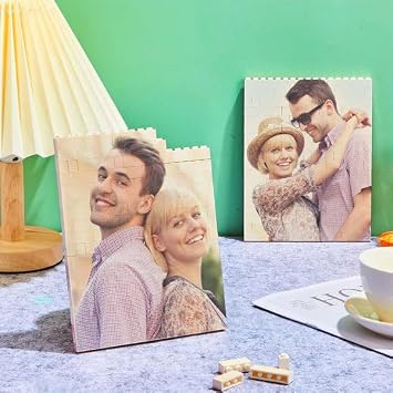 Custom Building Brick Personalised Photo Block Puzzle Vertical rectangle Shaped Picture Customised Fathers Day Funny, Valentine's Day Anniversary Birthday Gift for Men Women Couples