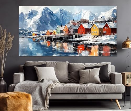 Peinture sur toile décoration murale scandinave sans cadre