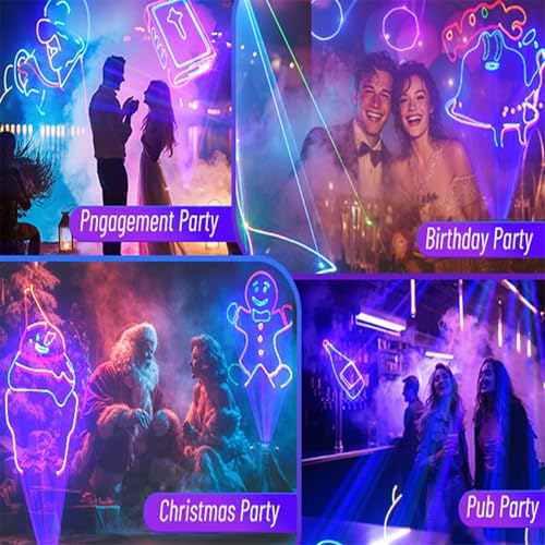 Image of DJ Laser Light with App Control, 3D Animation Laser Projector for Party, Supports Custom Drawings, Text Playback, Personalized Programming, Sound Activated Laser Machine for Stage, Disco, KTV, Bar