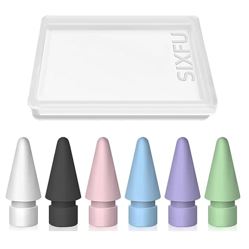SIXFU 6 Color Tips for Apple Pencil tip, Apple Pen Tip Compatible with iPad Pencil Tip with Cover Case for Apple Pencil Pro/USB-C/ 1st Gen/ 2nd Generation iPencil(White,Black,Pink,Blue,Purple,Green) - 6 Pcs