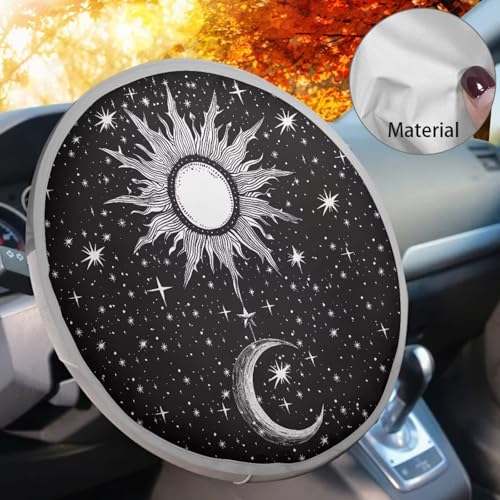 Image of Gothic Sun Moon Steering Wheel Sunshade Car Interior Sunshade Car Steering Wheel Sun Shade Cover Easy to Install Removable Automotive Accessories for Car Truck SUV