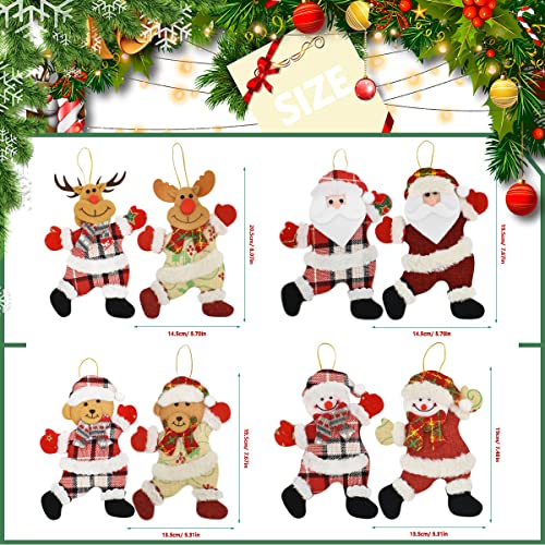 8Pcs Plush Ornaments For Kid Christmas Tree Decorations Plush Pendant Hanging Ornaments For Christmas Tree Hanging Decorations Santa Claus Snowman Reindeer Bear #TOP2