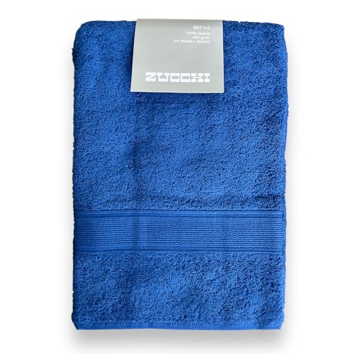 Zucchi Set Asciugamano viso e ospite Journey in Spugna 100% Cotone con balza 430 g/m² (1-Oceano)