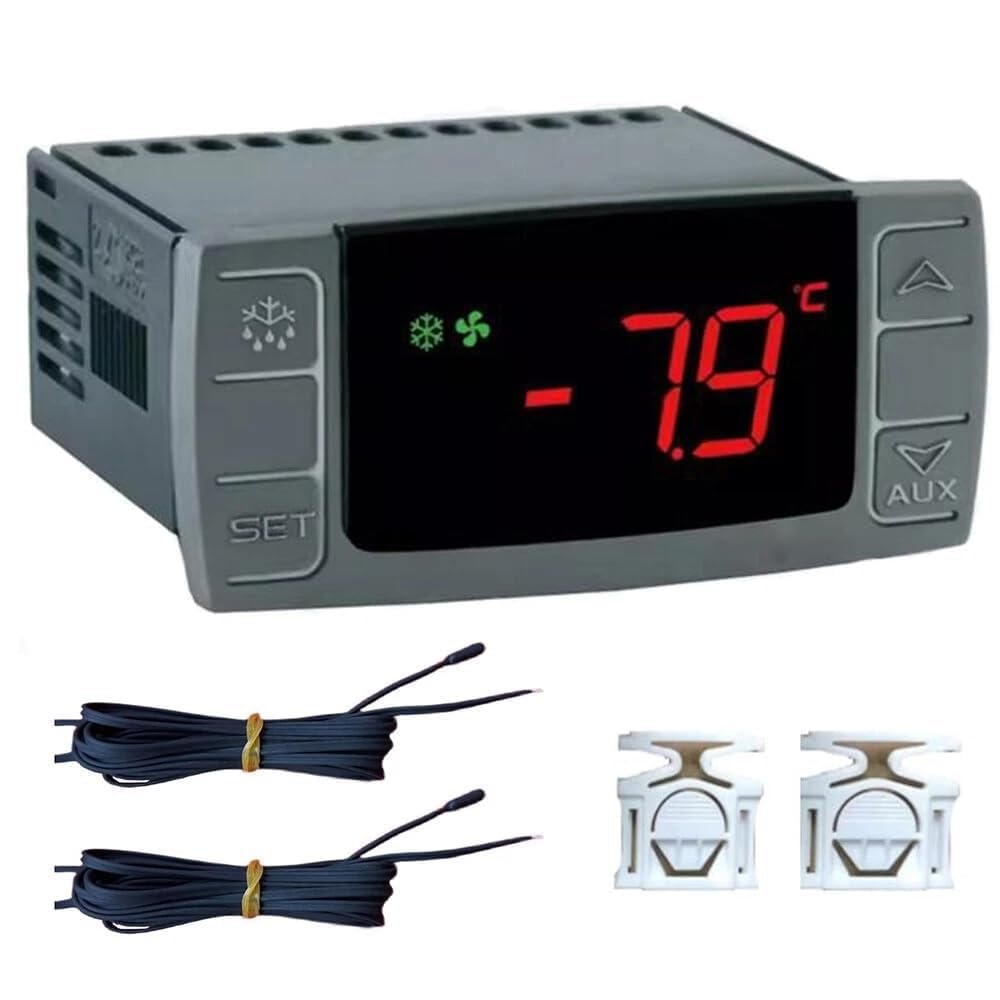 Cyfrowy regulator temperatury XR-06CX-5N0-C1 wyposażony jest w dwie sondy czujnikowe NT-C, trzy przekaźniki i wentylator odmrażający sprężarki. Działa przy 230 V / 50–60 Hz i nadaje się do urządzeń