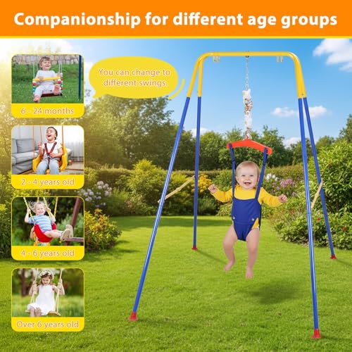 HEVIRGO Baby Jumper with Stand, Toddler Swing Set forIndoor/Outdoor Play,Jumper for 6-24 Months,Jumpers and Bouncers for Girl/Boy, with Adjustable Chain, Easy to Assemble & Store A - Thumbnail 5
