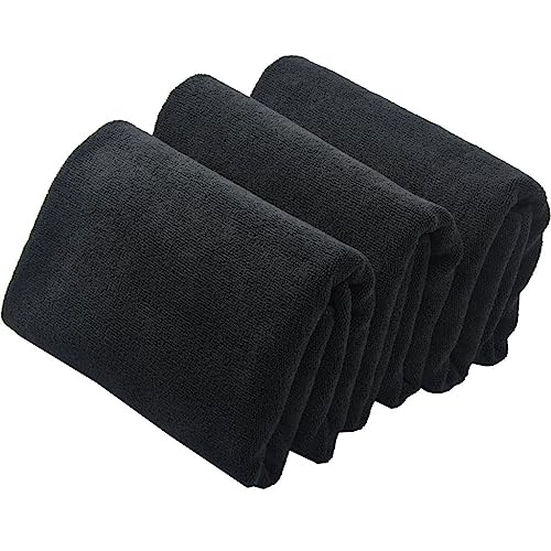 Serviette microfibre noire de coiffure de beauté et spa haute résistance - 3