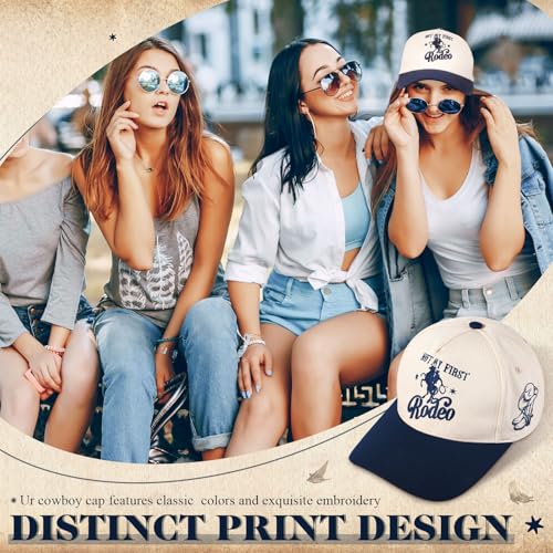Image of JaGely Two Tone Western Cowboy /Cowgirl Trucker Hat for Women Men Gift Vintage Embroidered Country Baseball Cap