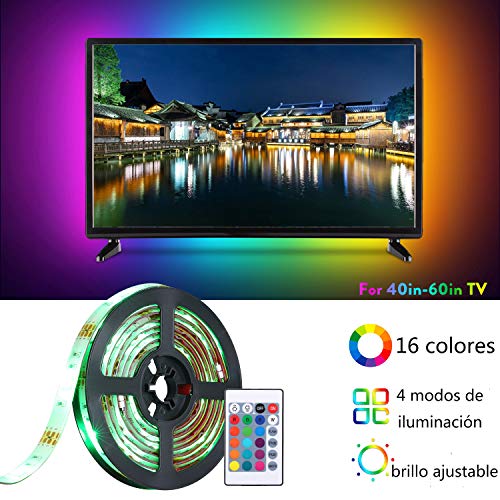 USB TV LEDs Backlight Straps Lichter für 40-60in TV Dimmable Strips Light 16 RGBW-Farben und 4 Beleuchtungsmodi mit Infrarot-Fernbedienung