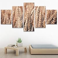 SIGNWIN 5 Panel Canvas Wall Art Modern Art Decorative Elements Expressive Leaves Multicolor Patterns Photography for Home Decorations Ready to Hang - 60